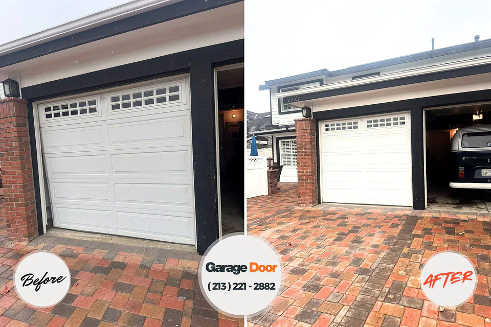 Before and after: garage door repair Seth Ward, TX